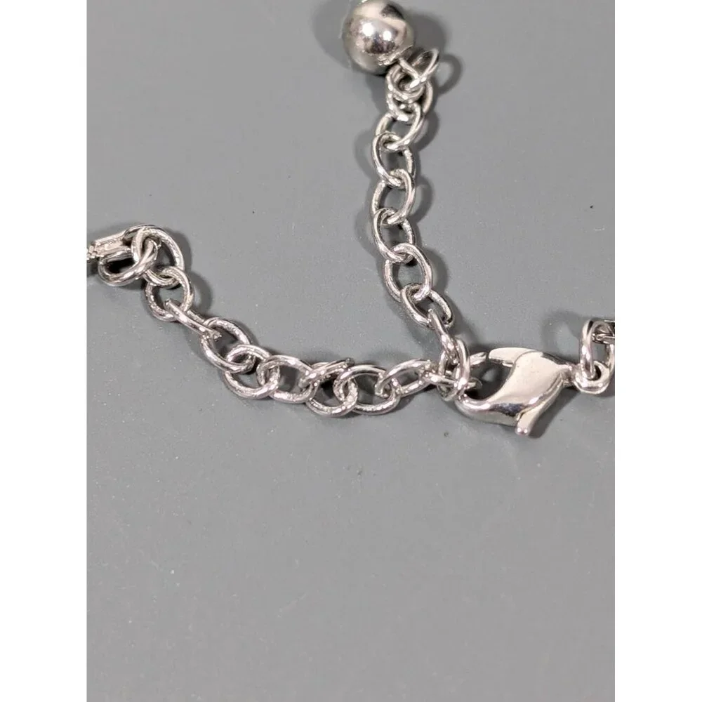 Silver Tone Faux Pearl Station Chain‎ Necklace Elegant Bridal Classic 19